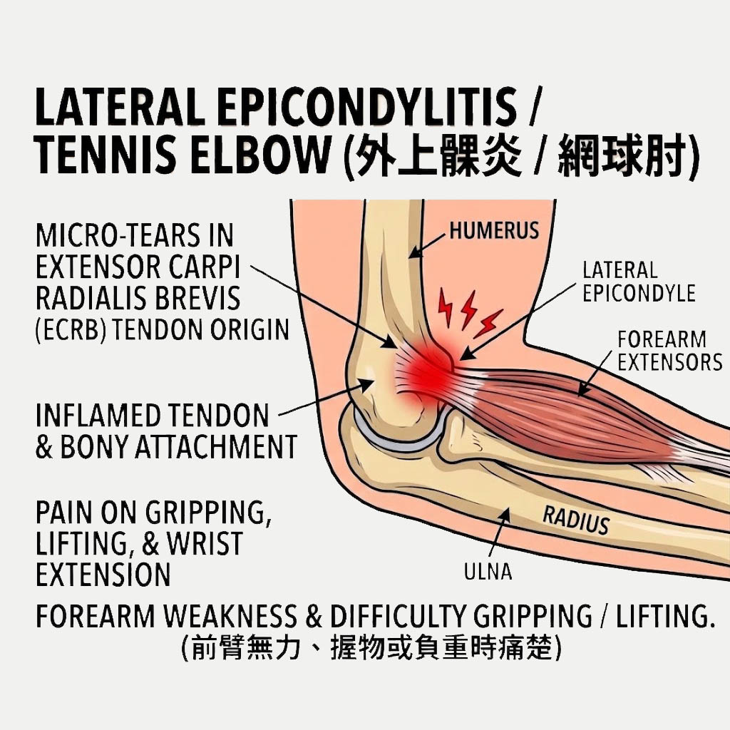 香港足脊檢查中心提供物理治療處理網球肘，由香港註冊物理治療師主理